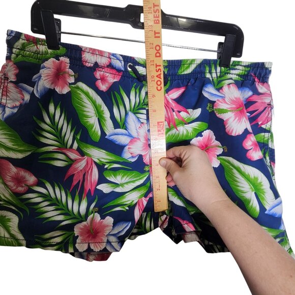 Zara Man Floral Print Swim Trunks Navy Multicolor Tropical‎ Mesh Lining XL - Picture 6 of 8
